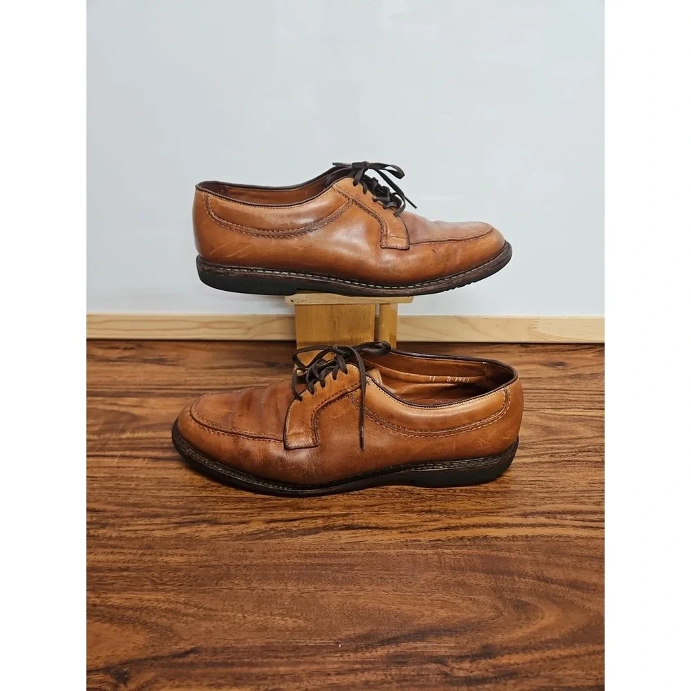 Allen Edmonds Wilbert Mens 11 D Brown Leather Derby Split Toe Dress Shoes USA